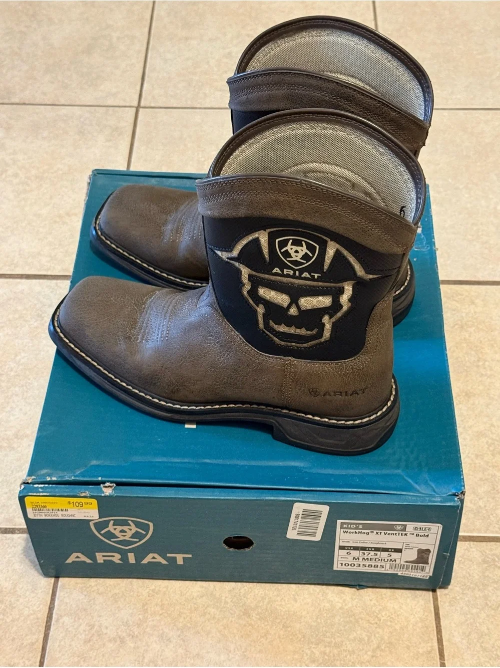Ariat Youth Boys WorkHog XT VentTEK Bold Boots 10035885 Size 6 M Iron Coffee Box